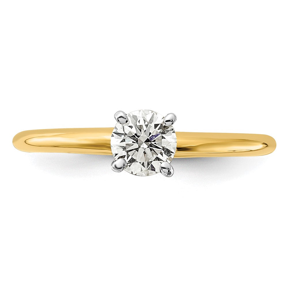 14K Two-Tone 1/2 carat Round VS/SI GH Lab Grown Diamond Solitaire 4 Prong Size 7 Engagement Ring