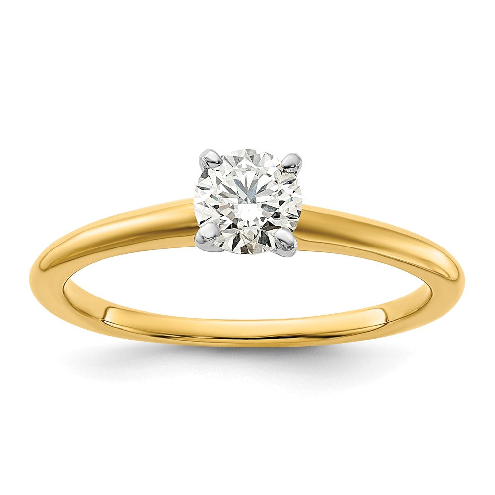 14K Two-Tone 1/2 carat Round VS/SI DEF Lab Grown Diamond Solitaire 4 Prong Size 7 Engagement Ring