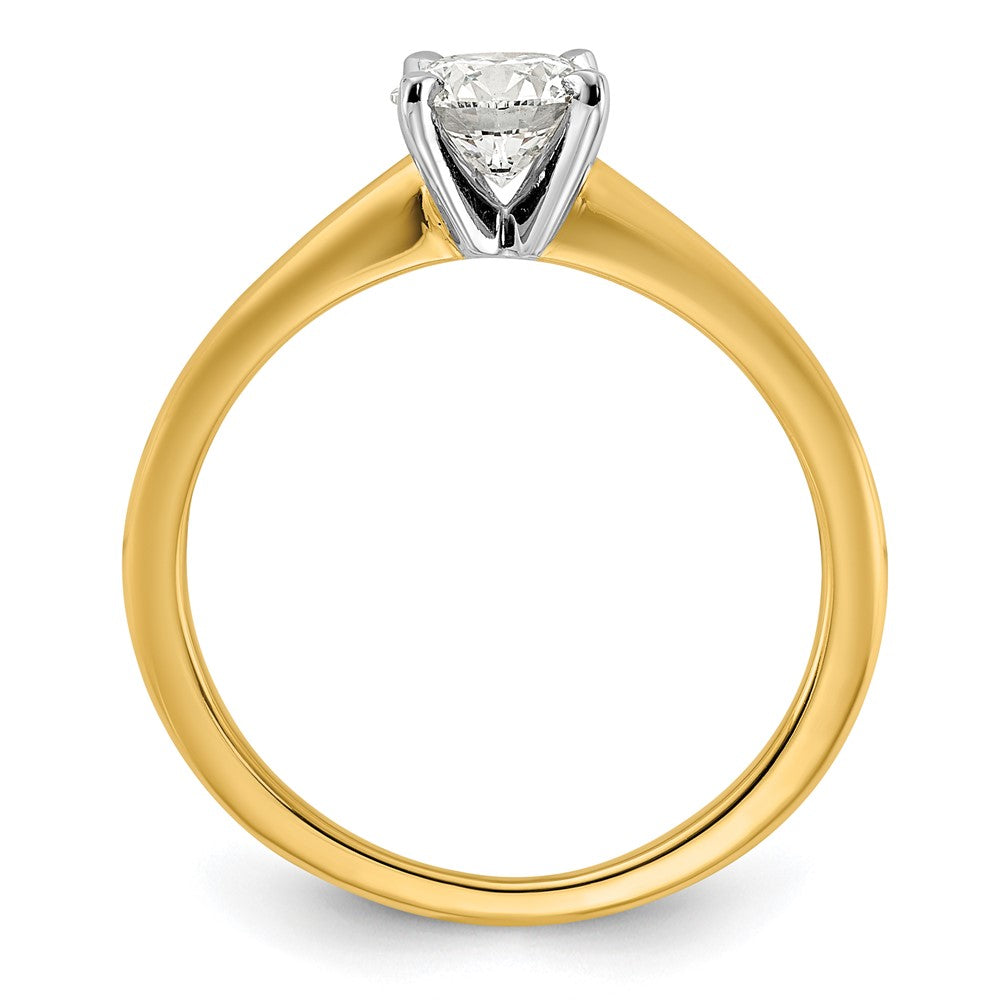 14K Two-Tone 3/4 carat Round VS/SI GH Lab Grown Diamond Solitaire 4 Prong Size 10 Engagement Ring