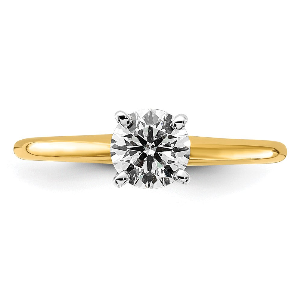 14K Two-Tone 3/4 carat Round VS/SI GH Lab Grown Diamond Solitaire 4 Prong Size 10 Engagement Ring