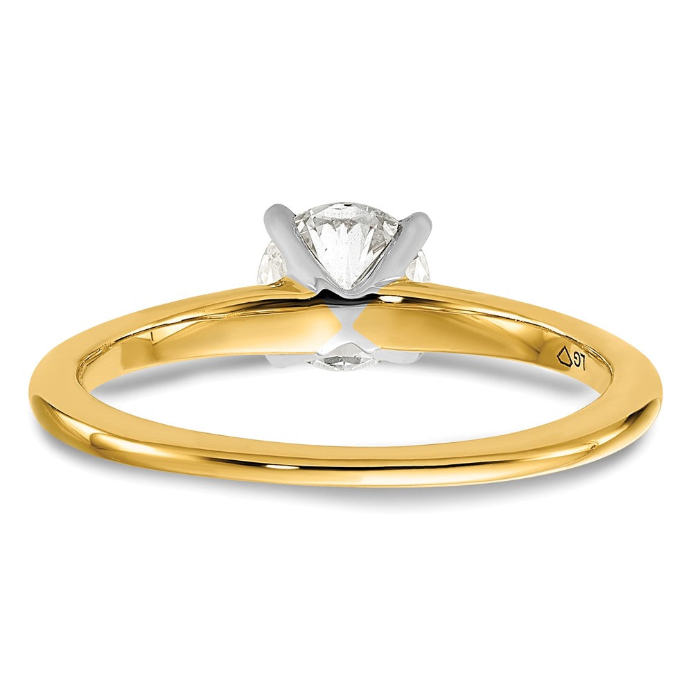 14K Two-Tone 3/4 carat Round VS/SI GH Lab Grown Diamond Solitaire 4 Prong Size 10 Engagement Ring