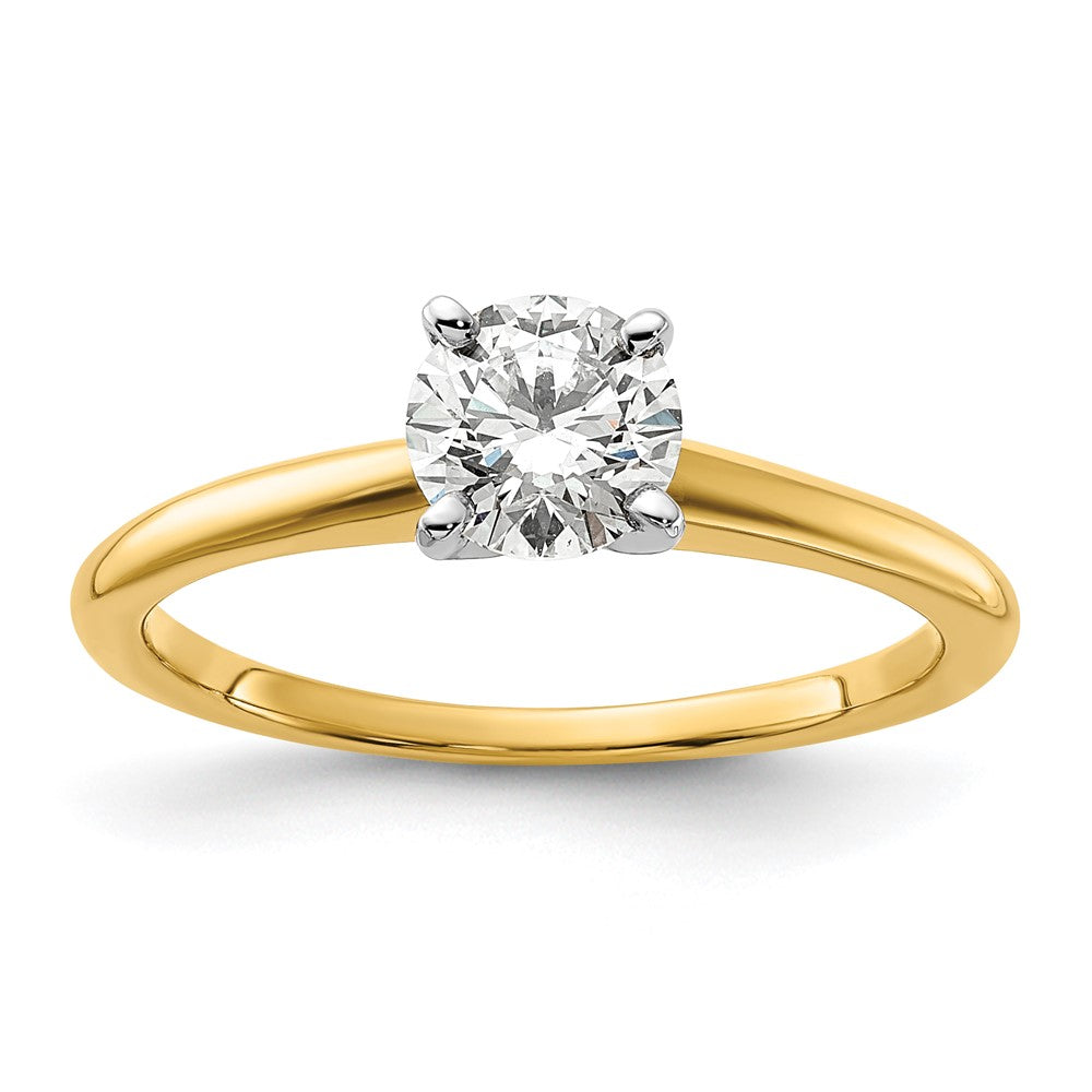 14K Two-Tone 3/4 carat Round VS/SI GH Lab Grown Diamond Solitaire 4 Prong Size 10 Engagement Ring