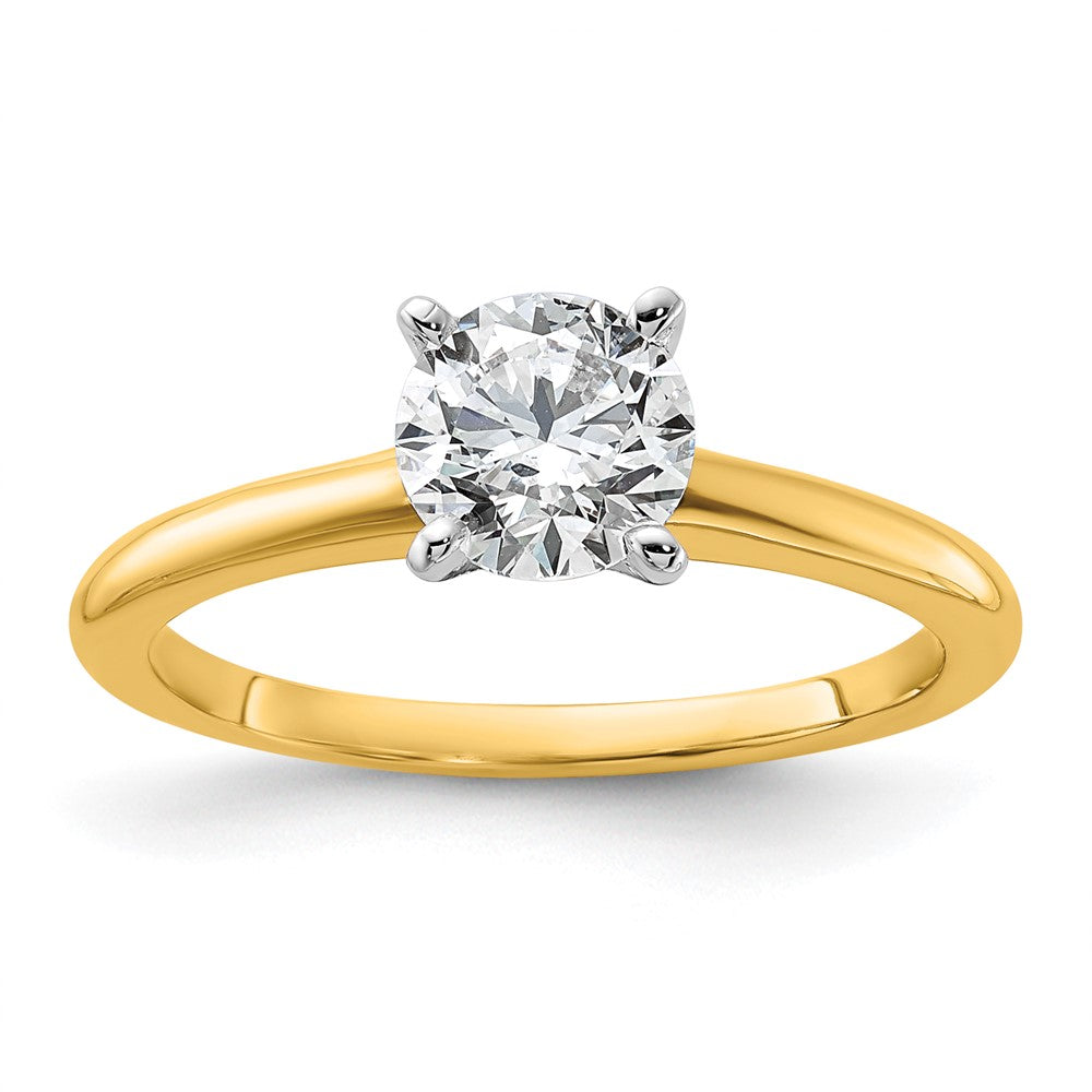 14K Two-Tone 1 carat Round VS/SI GH Lab Grown Diamond Solitaire 4 Prong Size 10 Engagement Ring