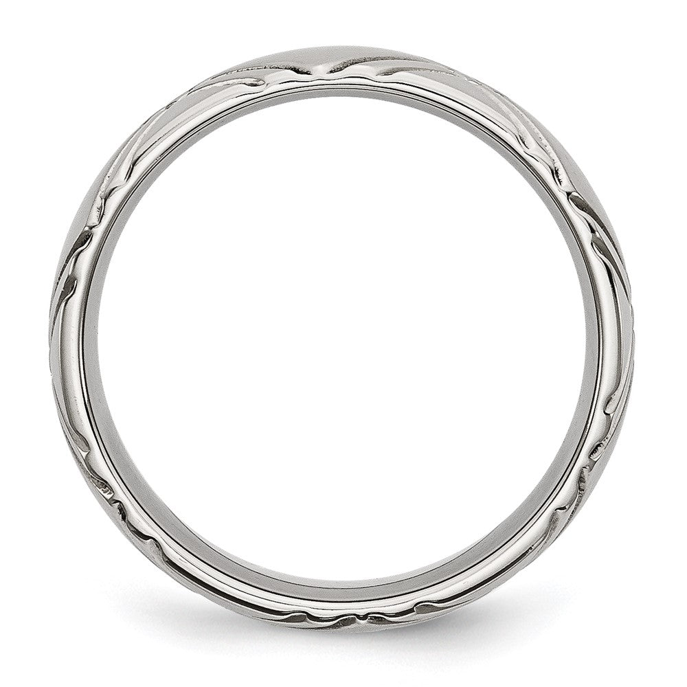 Stainless Steel Brushed and Polished Criss Cross Design 6mm Band