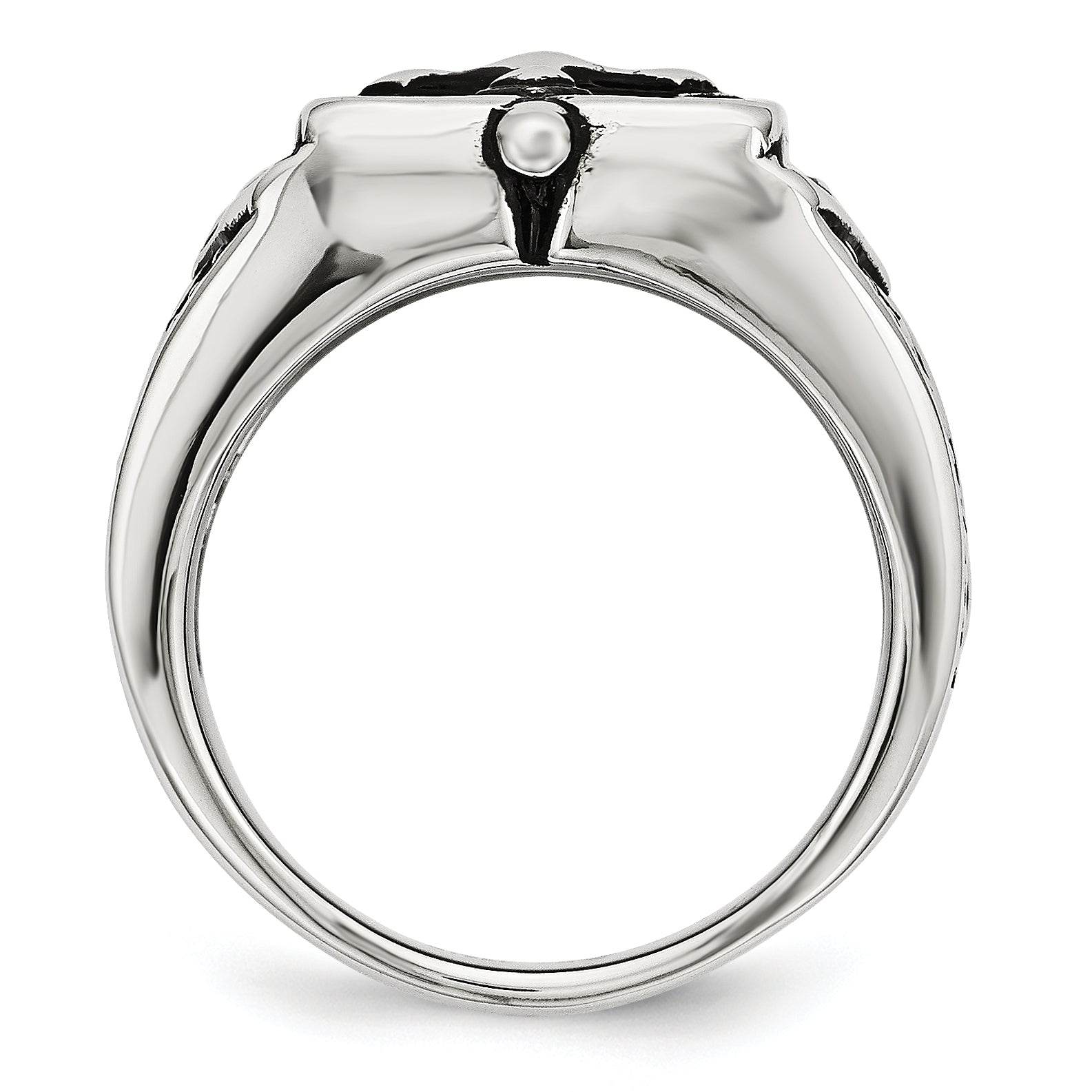 Stainless Steel Antiqued Cross Ring