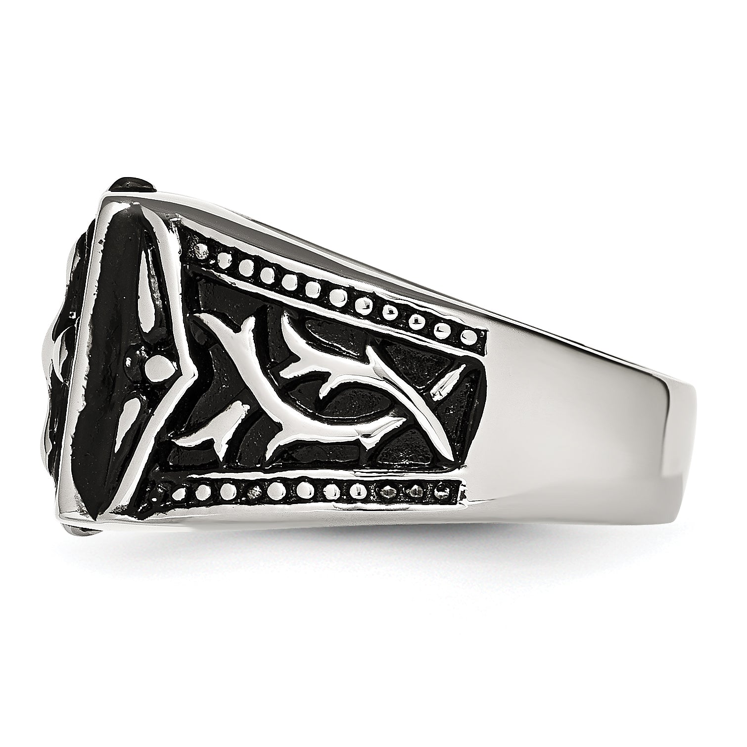 Stainless Steel Antiqued Cross Ring