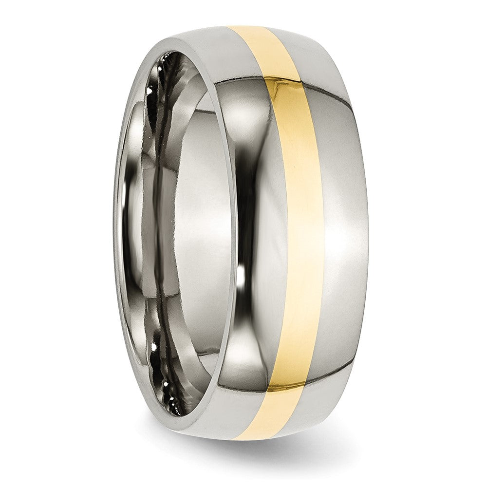 Chisel Stainless Steel with 14k Gold Inlay Polished 8mm Band