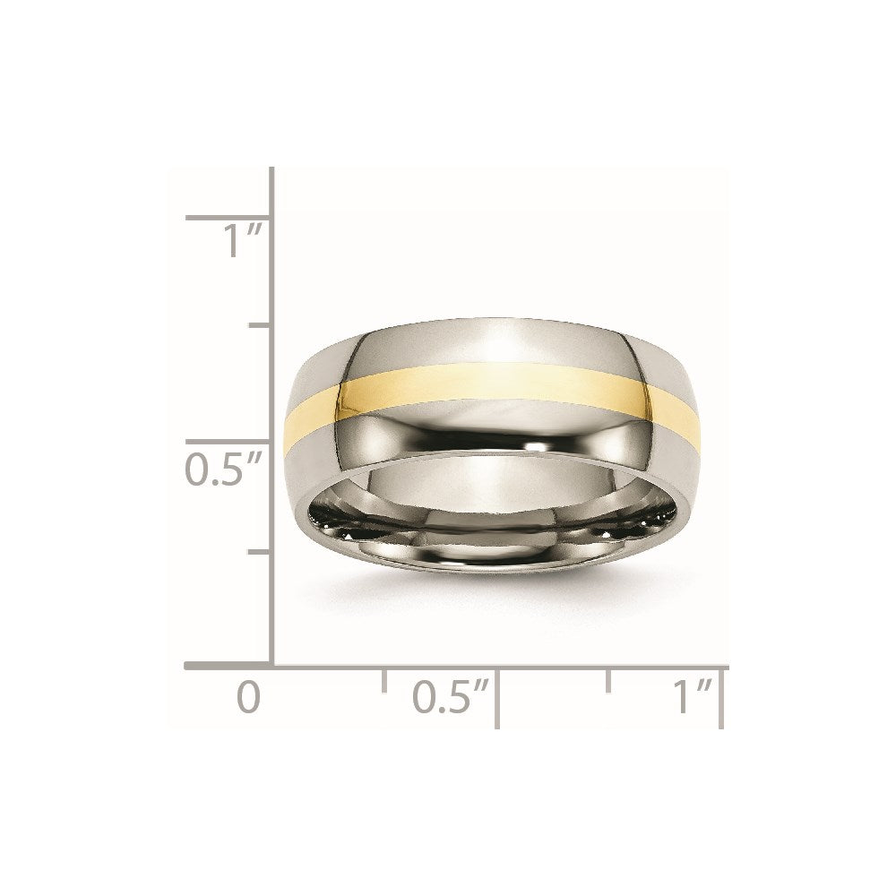 Chisel Stainless Steel with 14k Gold Inlay Polished 8mm Band