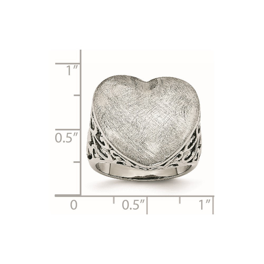 Stainless Steel Matte Heart Size 7 Ring