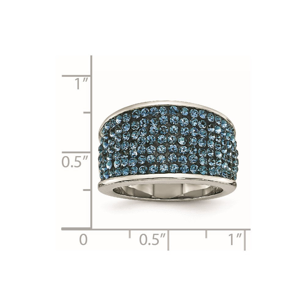 Stainless Steel Blue Crystal Polished Ring