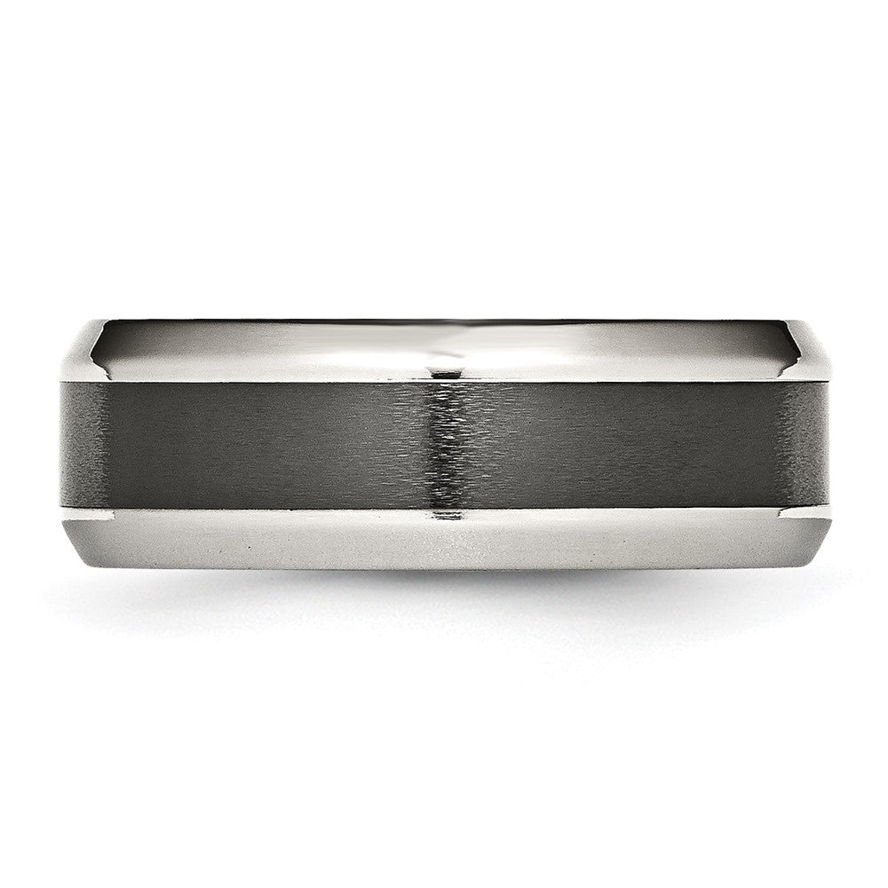 Chisel Stainless Steel Base with Brushed Black Ceramic Center Beveled Band