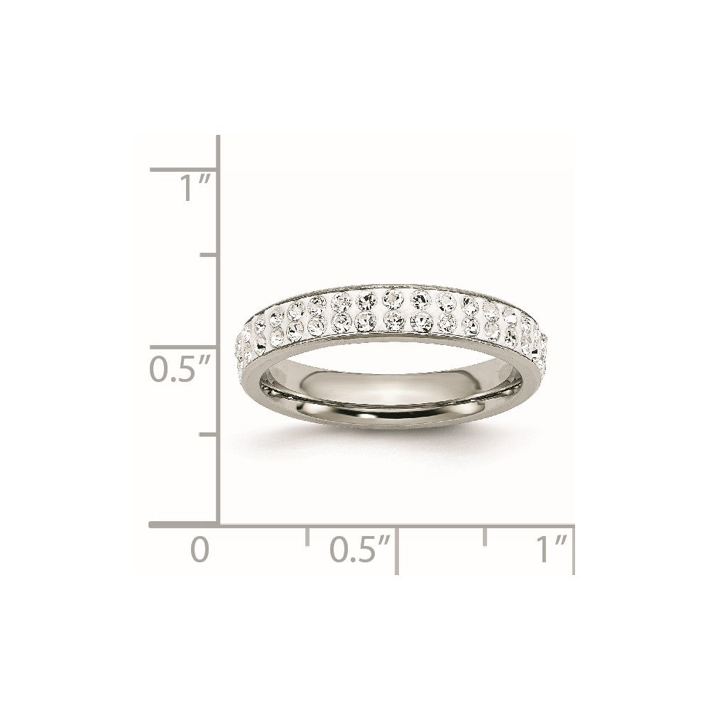 Stainless Steel 4mm Polished Crystal Ring