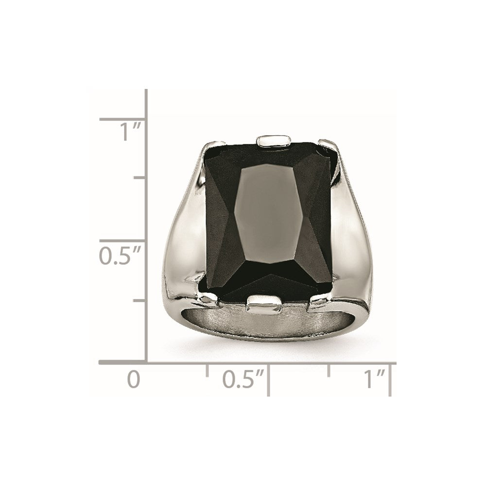 Stainless Steel Black CZ Polished Ring