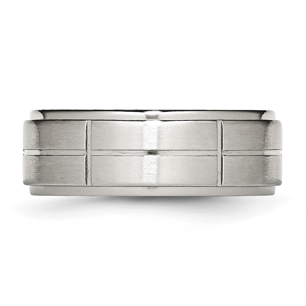 Chisel Stainless Steel Brushed and Polished Grooved 8mm Ridged Edge Band