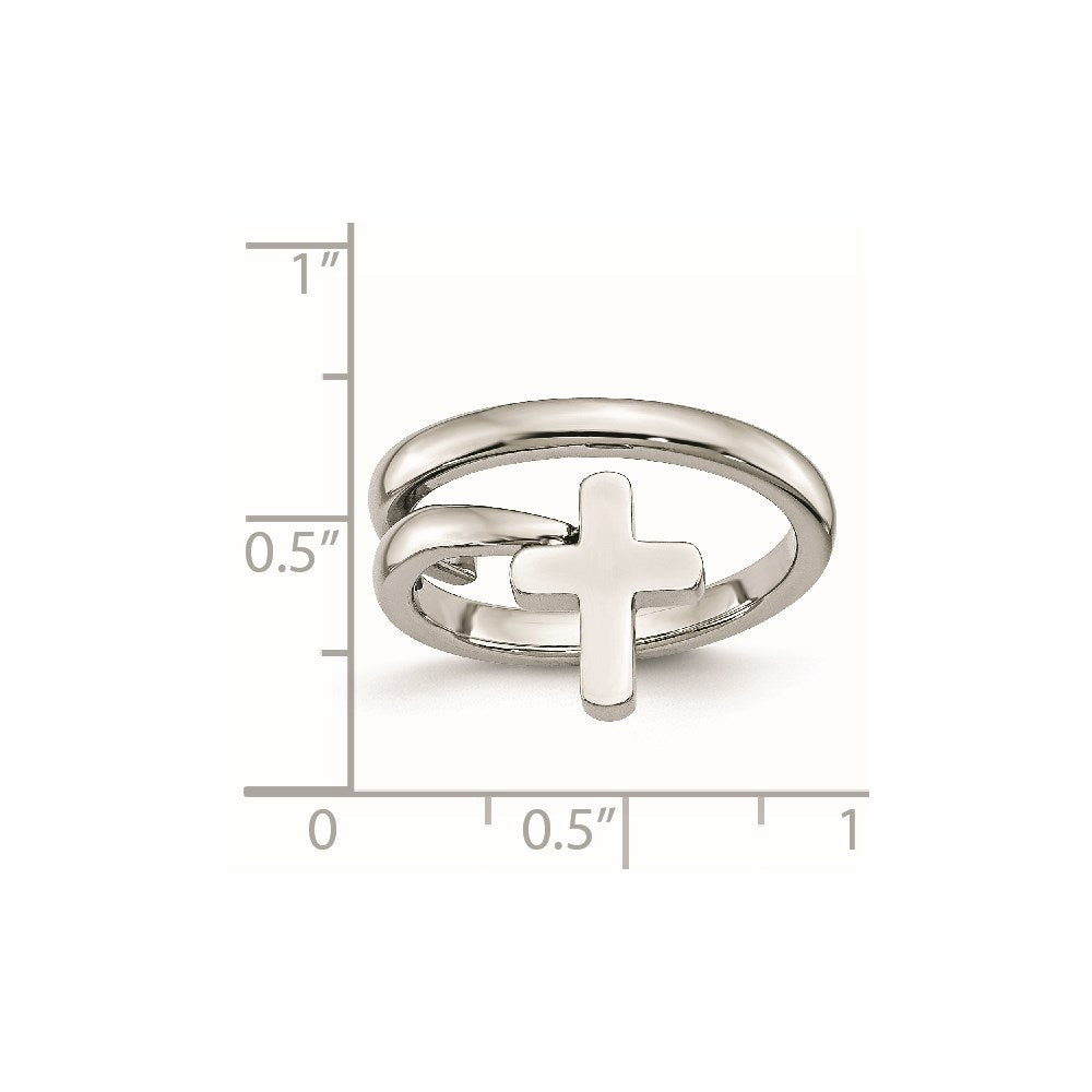 Stainless Steel Polished Twisted Cross Ring