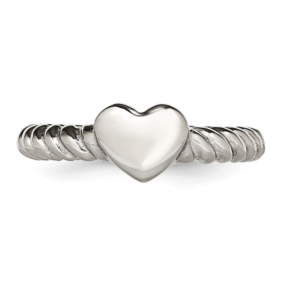 Chisel Stainless Steel Polished Twisted Heart Ring