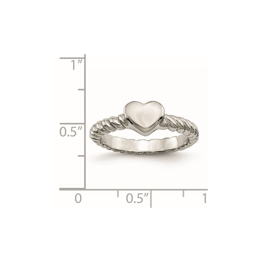 Chisel Stainless Steel Polished Twisted Heart Ring