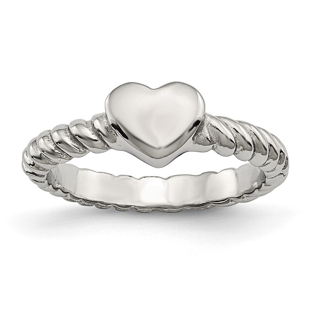 Chisel Stainless Steel Polished Twisted Heart Ring