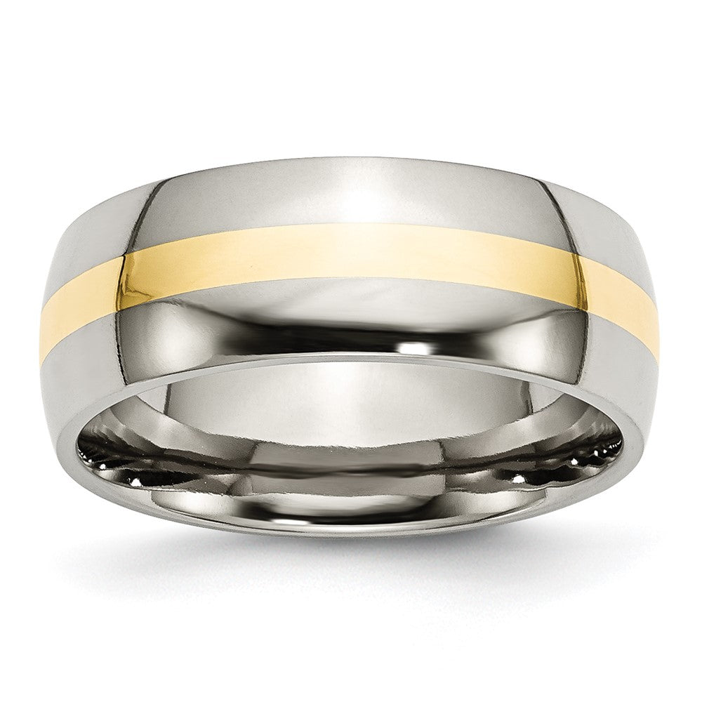 Chisel Stainless Steel with 14k Gold Inlay Polished 8mm Band