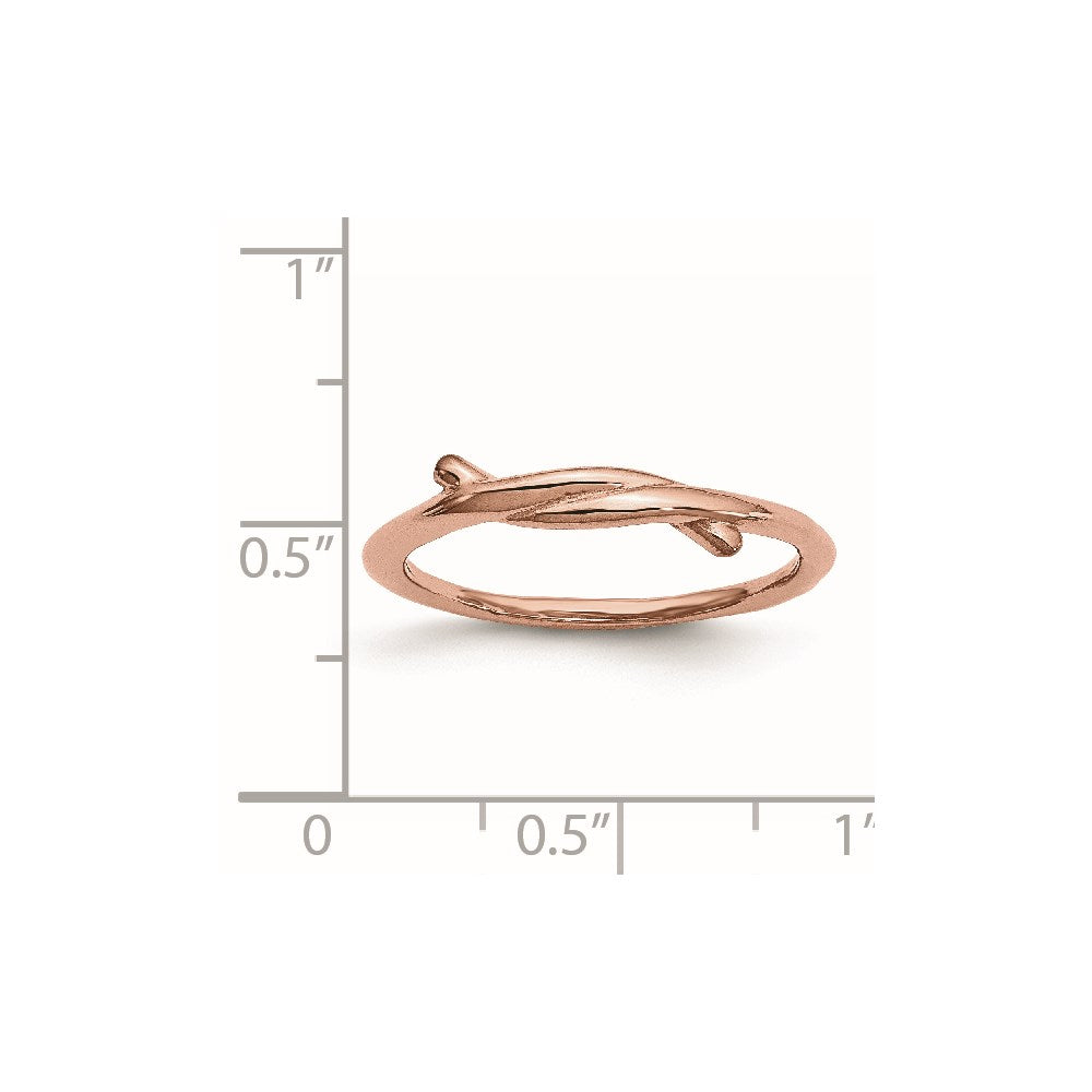 Stainless Steel Polished Pink IP-plated Twisted Ring