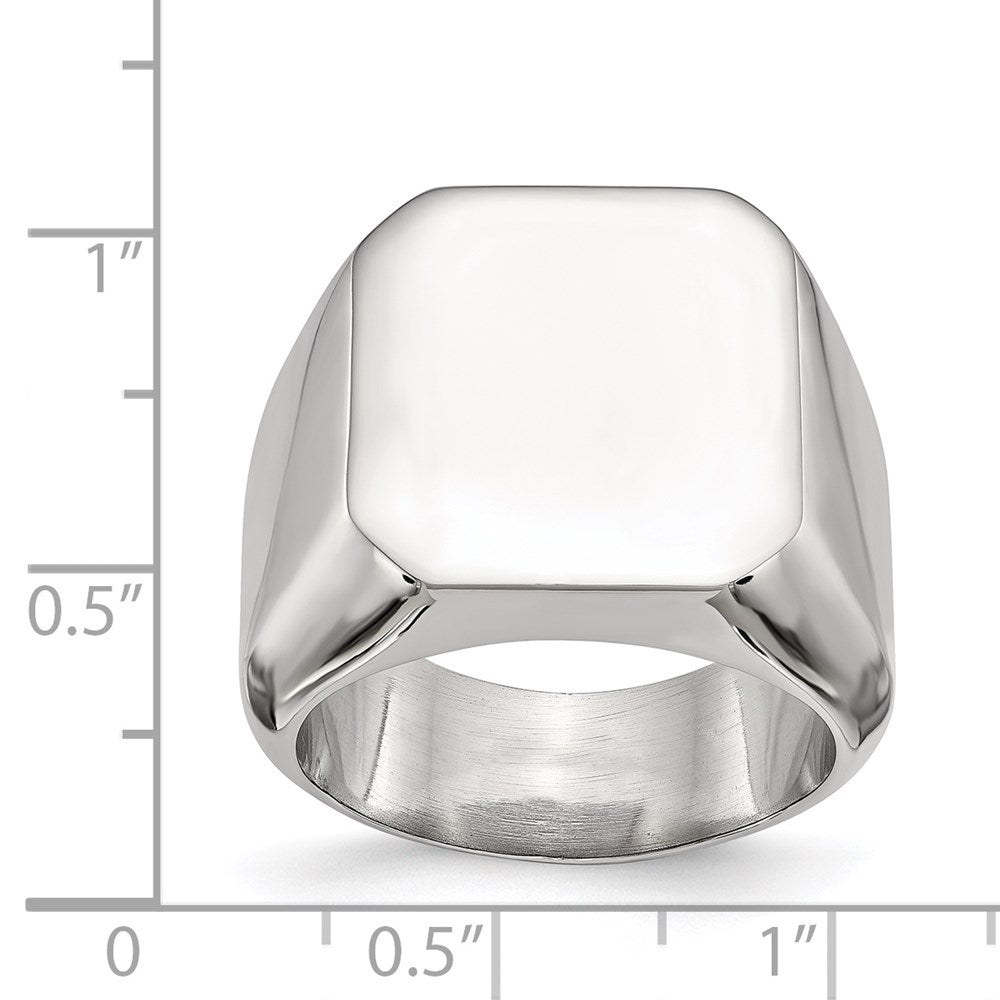 Stainless Steel Polished Square Signet Ring