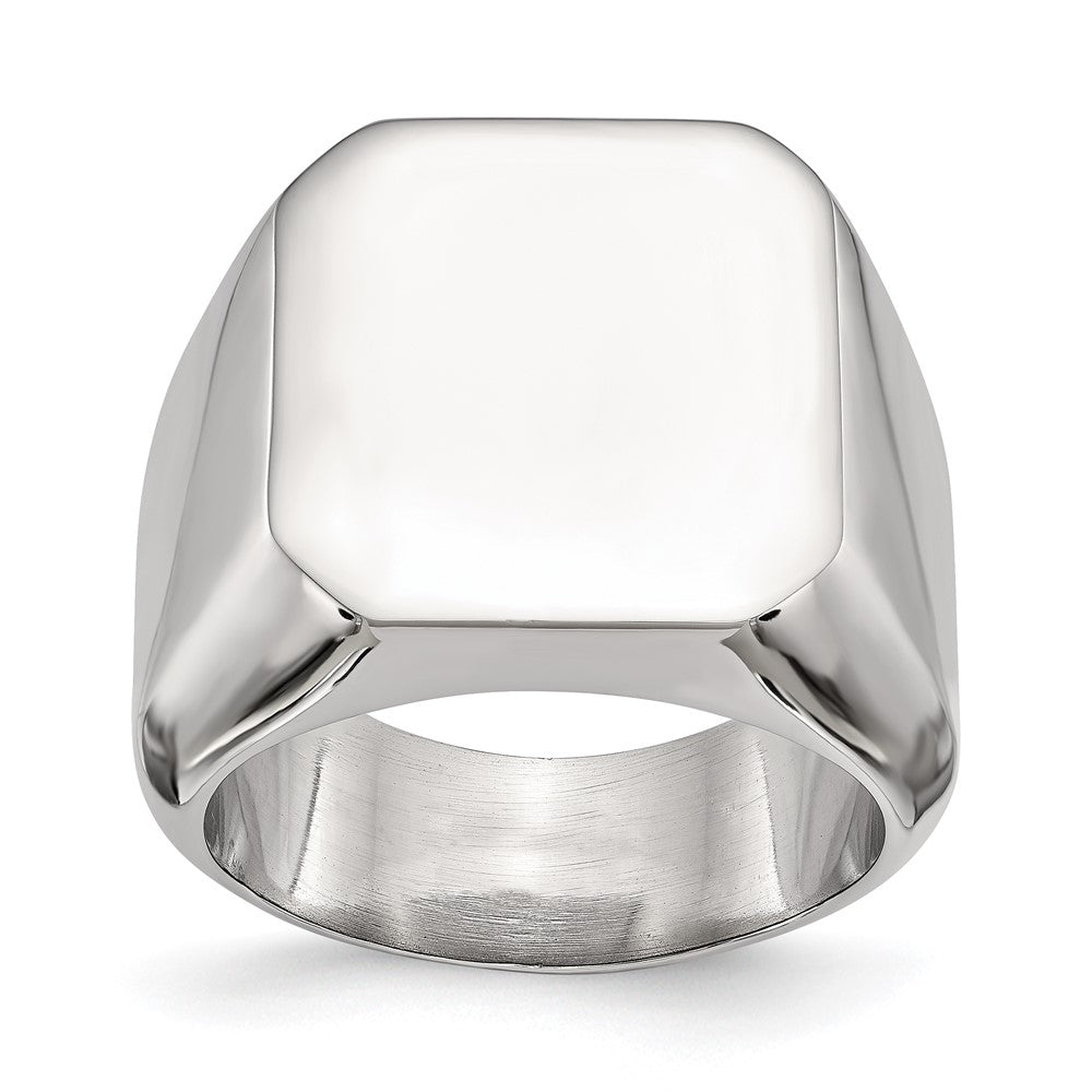 Stainless Steel Polished Square Signet Ring