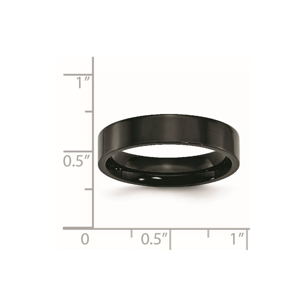 Chisel Stainless Steel Polished Black IP-plated 5mm Flat Band