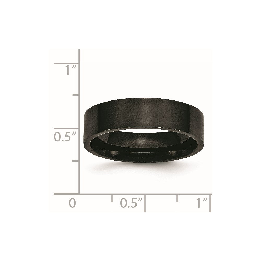 Chisel Stainless Steel Polished Black IP-plated 6mm Flat Band