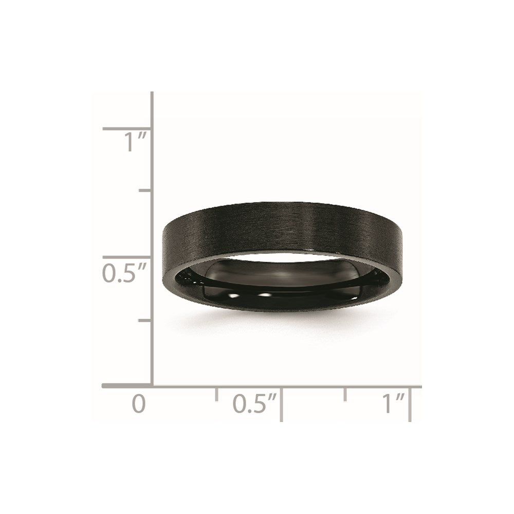 Chisel Stainless Steel Brushed Black IP-plated 5mm Flat Band