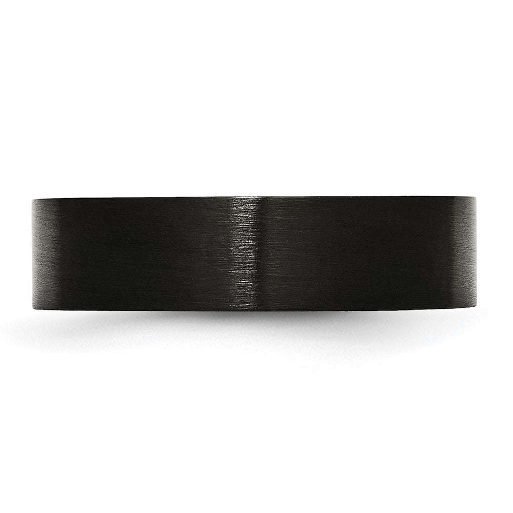 Chisel Stainless Steel Brushed Black IP-plated 6mm Flat Band