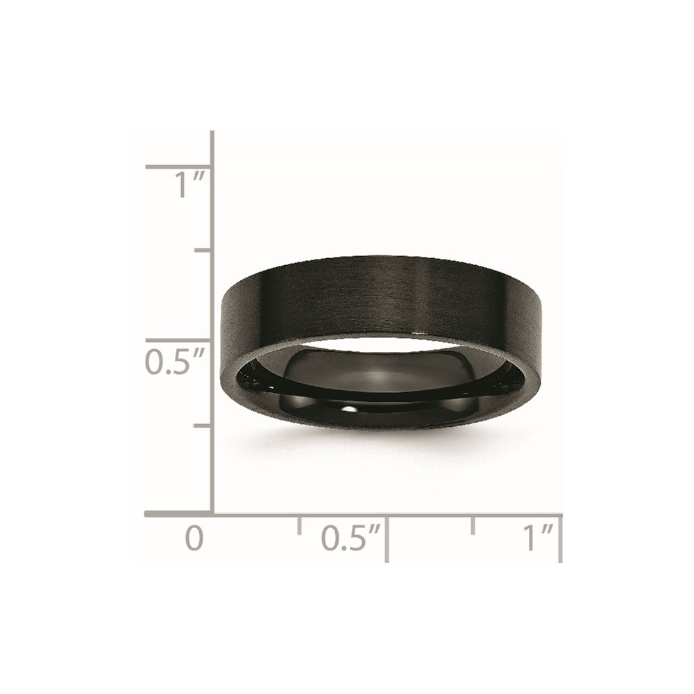 Chisel Stainless Steel Brushed Black IP-plated 6mm Flat Band