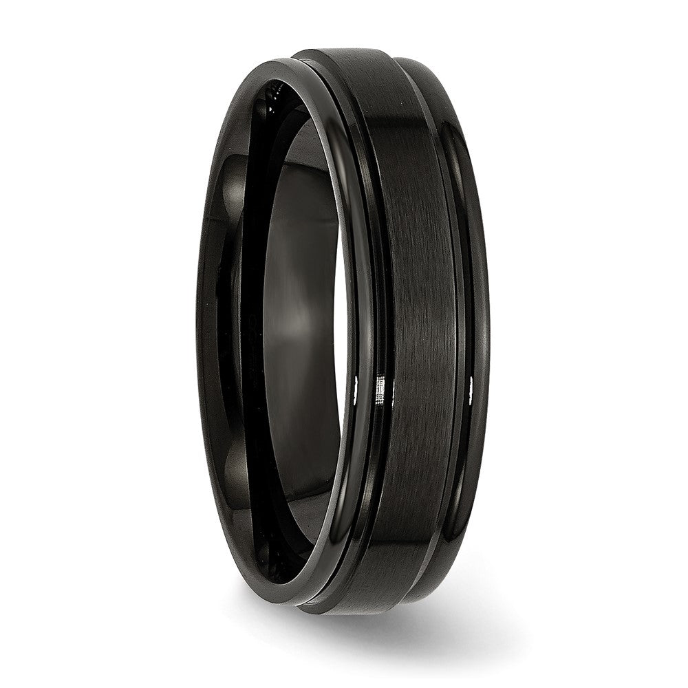 Chisel Stainless Steel 6mm Black IP-plated Brushed Center with Polished Edges Band