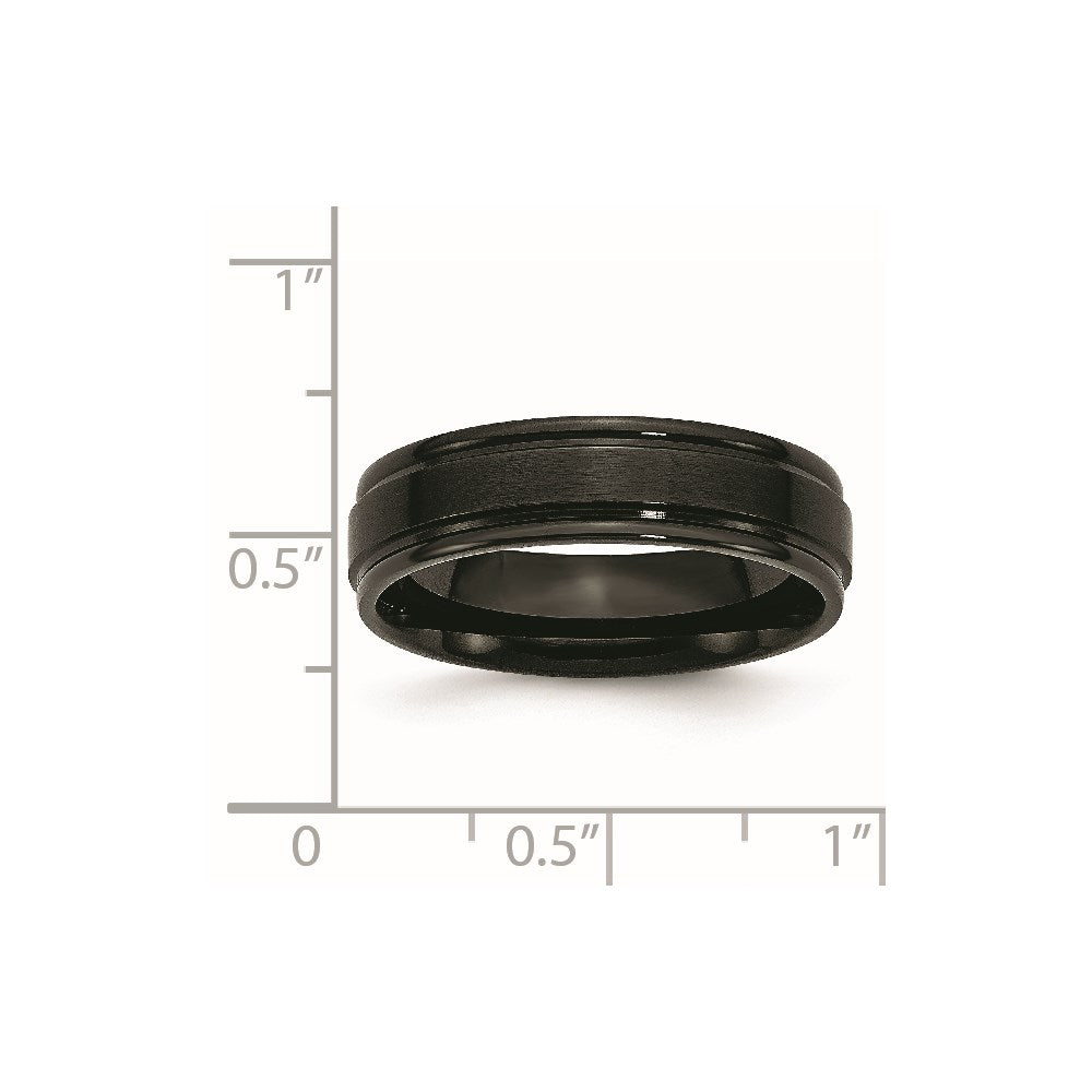 Chisel Stainless Steel 6mm Black IP-plated Brushed Center with Polished Edges Band