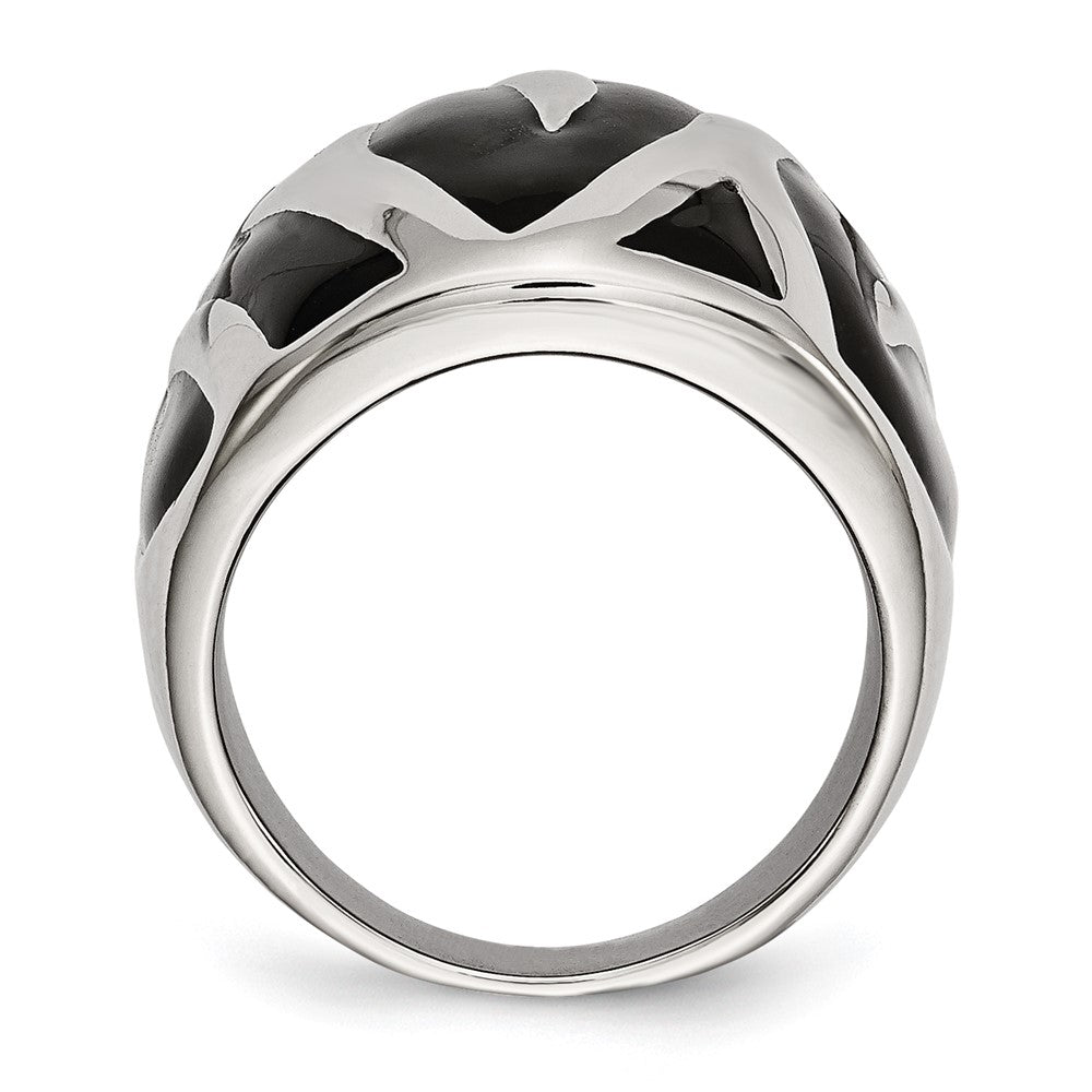 Stainless Steel Polished and Enameled Ring