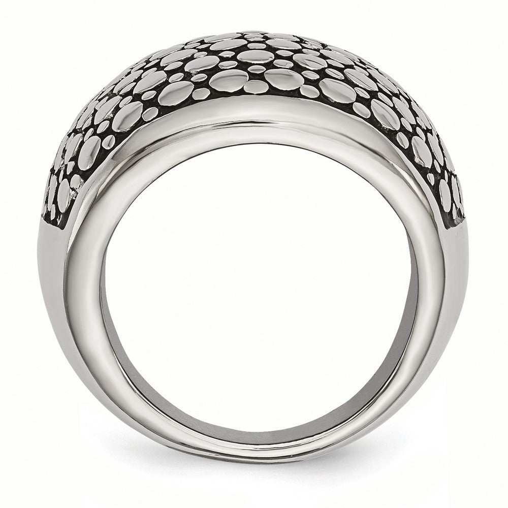 Stainless Steel Polished and Antiqued Ring