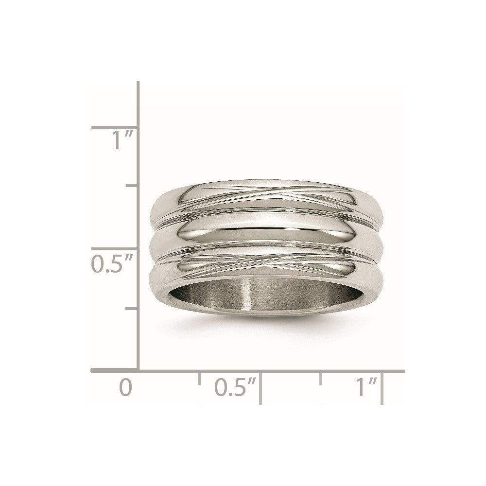 Stainless Steel Polished 10mm Grooved Band