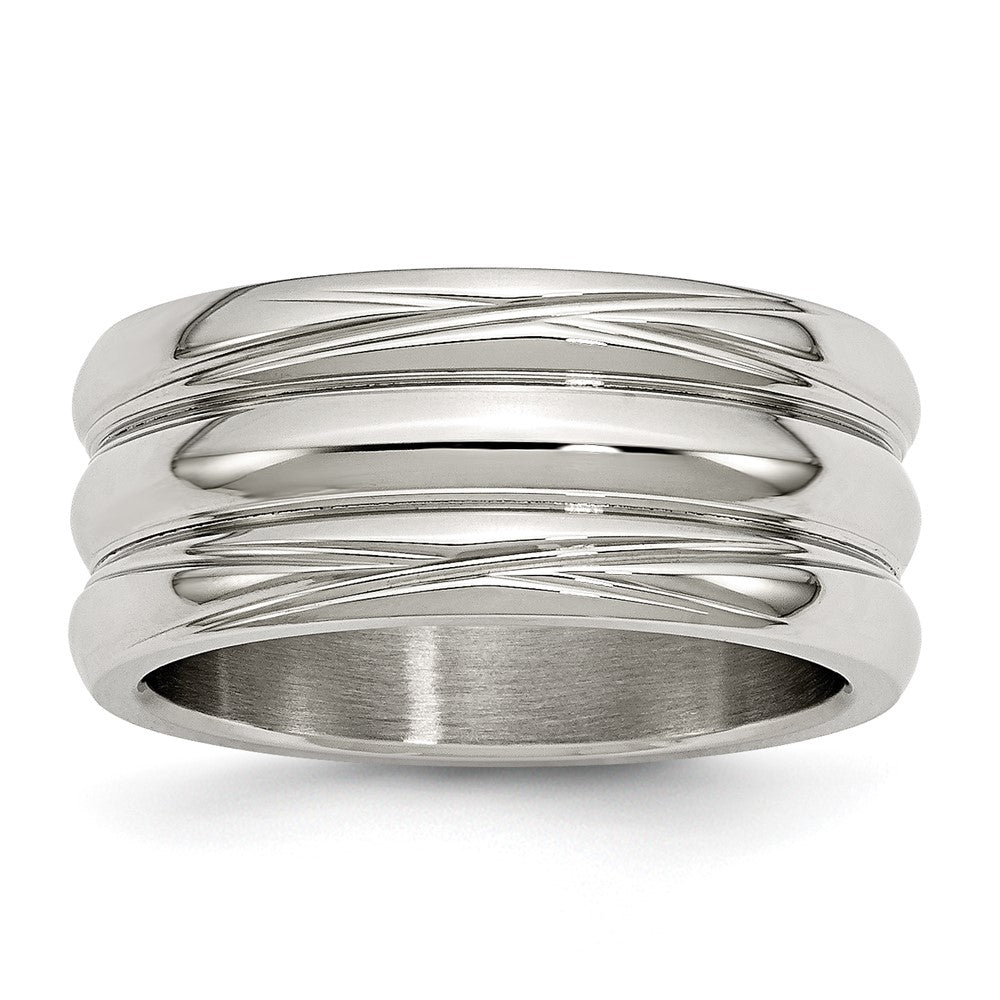 Stainless Steel Polished 10mm Grooved Band