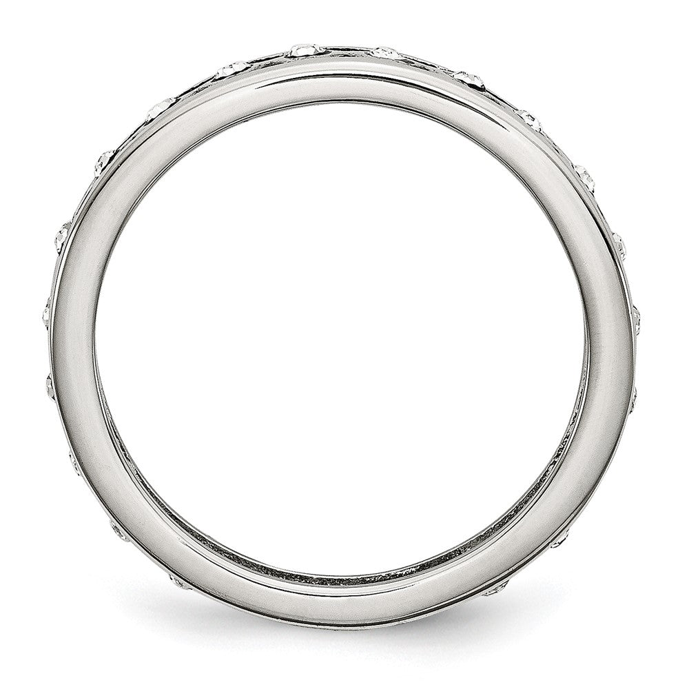 Stainless Steel Polished w/Crystal 4.5mm Band