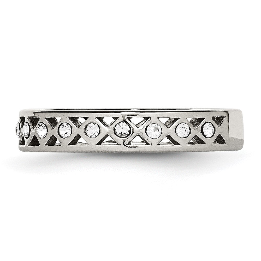 Stainless Steel Polished w/Crystal 4.5mm Band