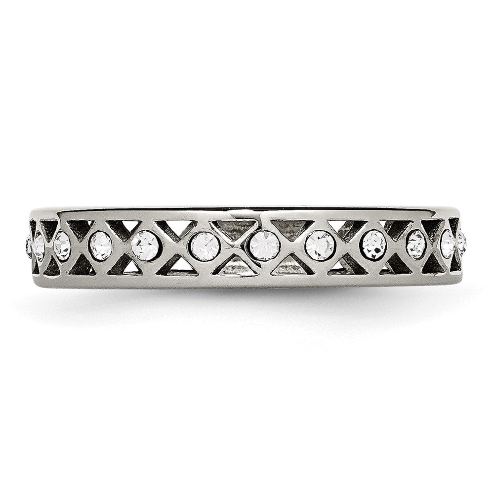 Stainless Steel Polished w/Crystal 4.5mm Band