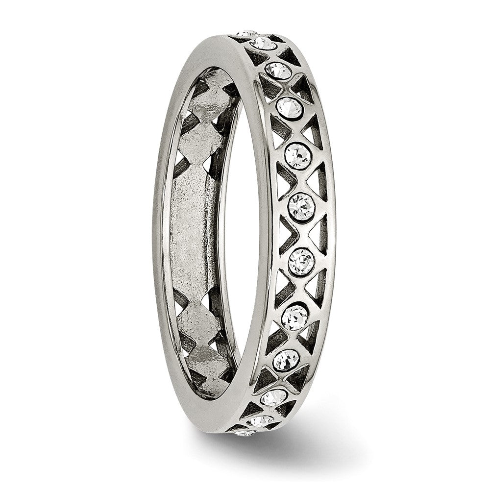 Stainless Steel Polished w/Crystal 4.5mm Band