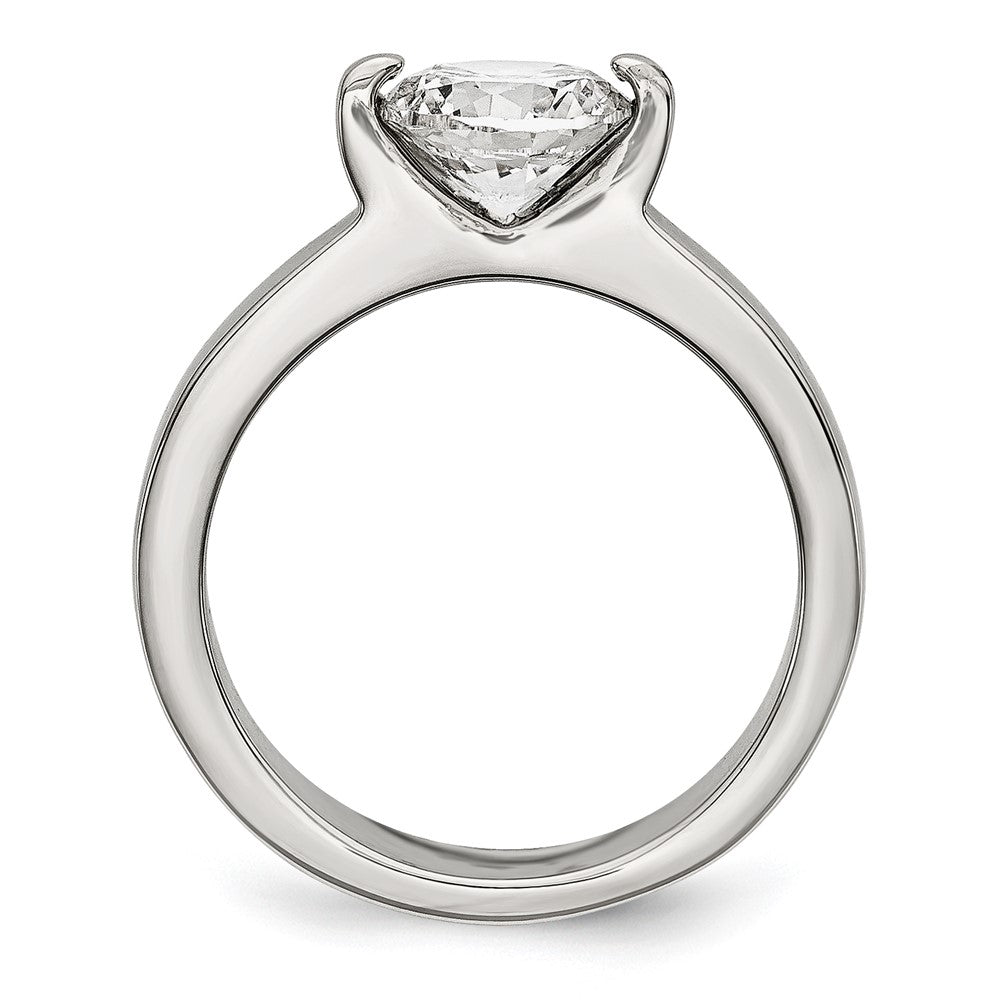 Chisel Stainless Steel Polished Round CZ Ring