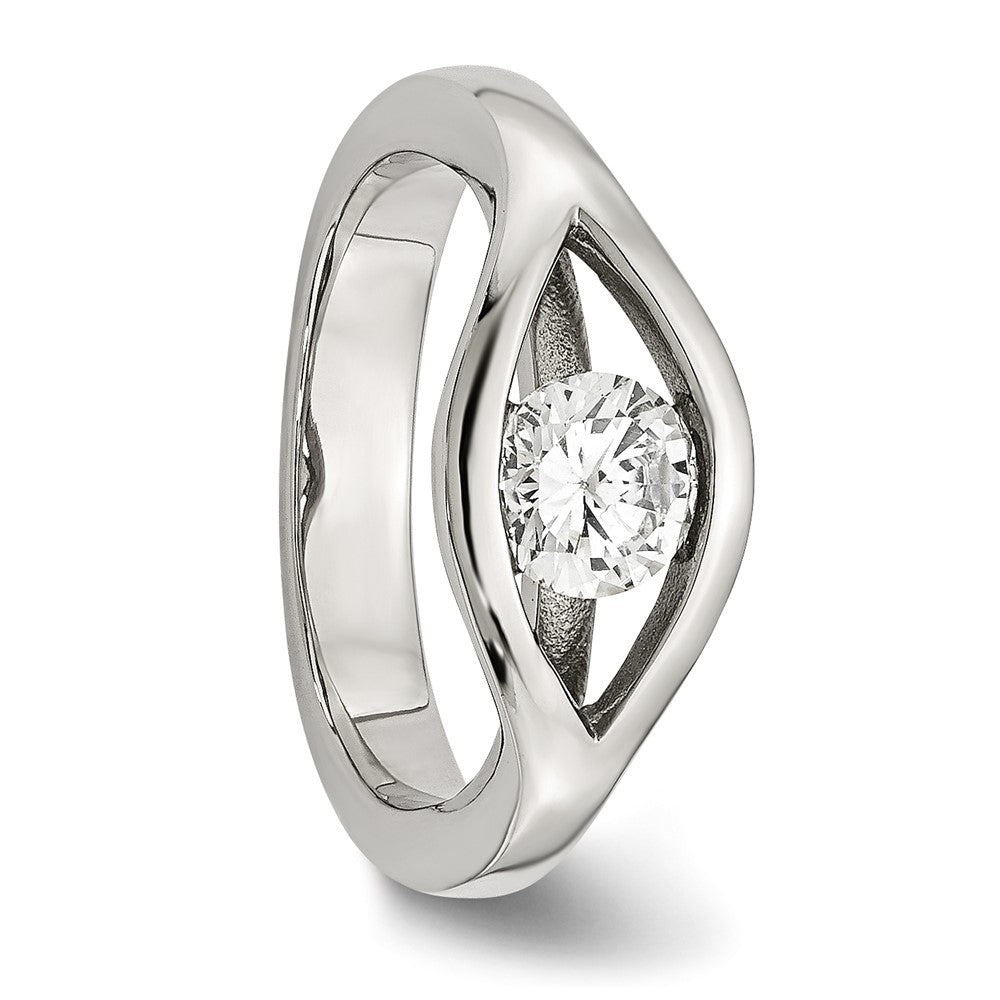 Stainless Steel Polished CZ Ring