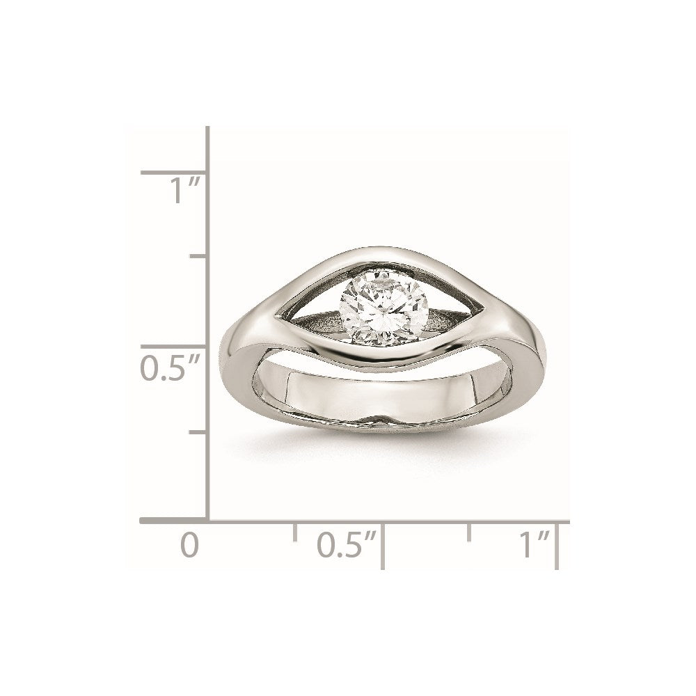 Stainless Steel Polished CZ Ring