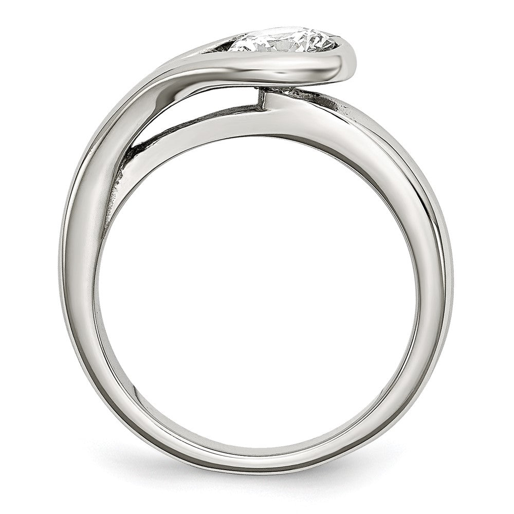 Chisel Stainless Steel Polished CZ Ring