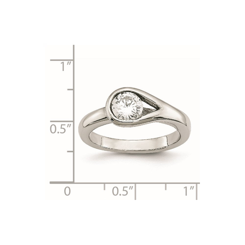 Chisel Stainless Steel Polished CZ Ring