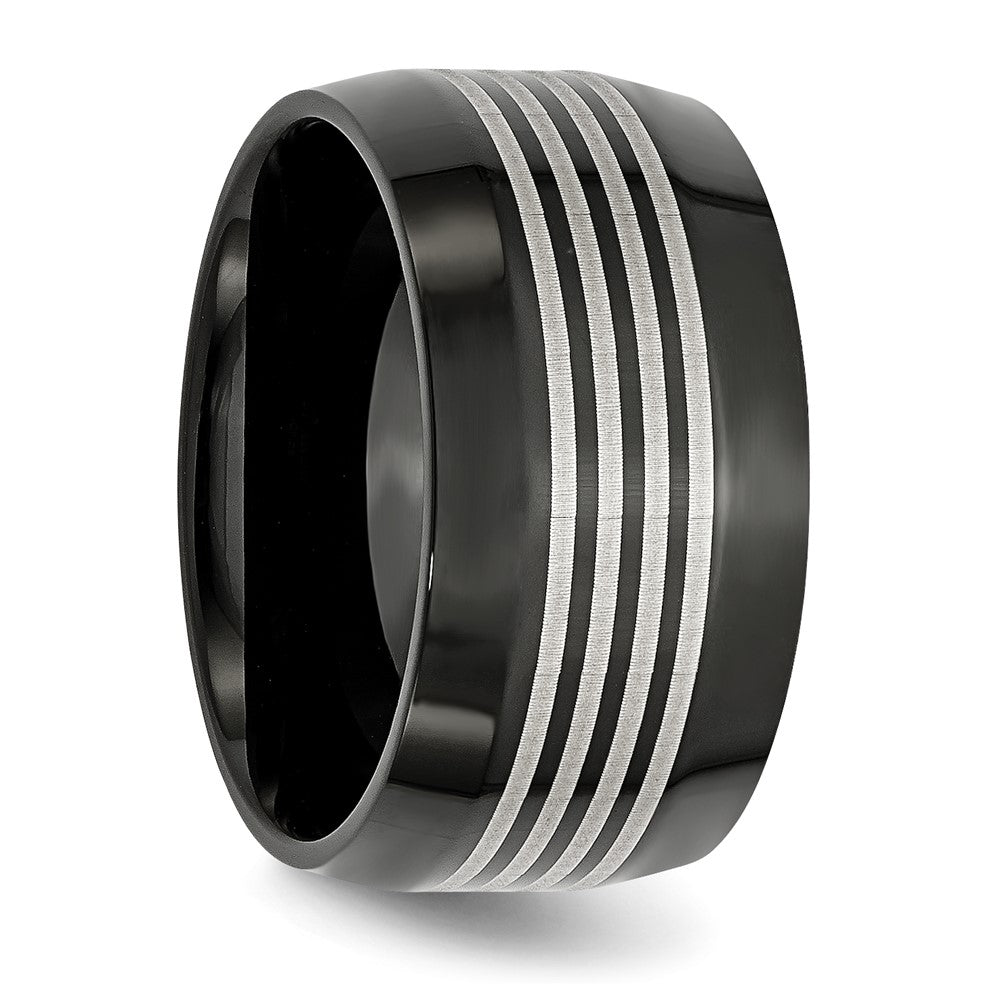 Stainless Steel Polished Black IP-plated 12mm Band