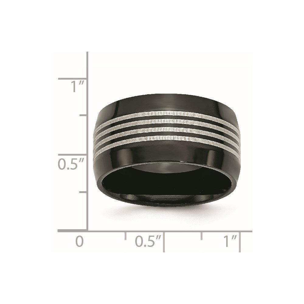 Stainless Steel Polished Black IP-plated 12mm Band