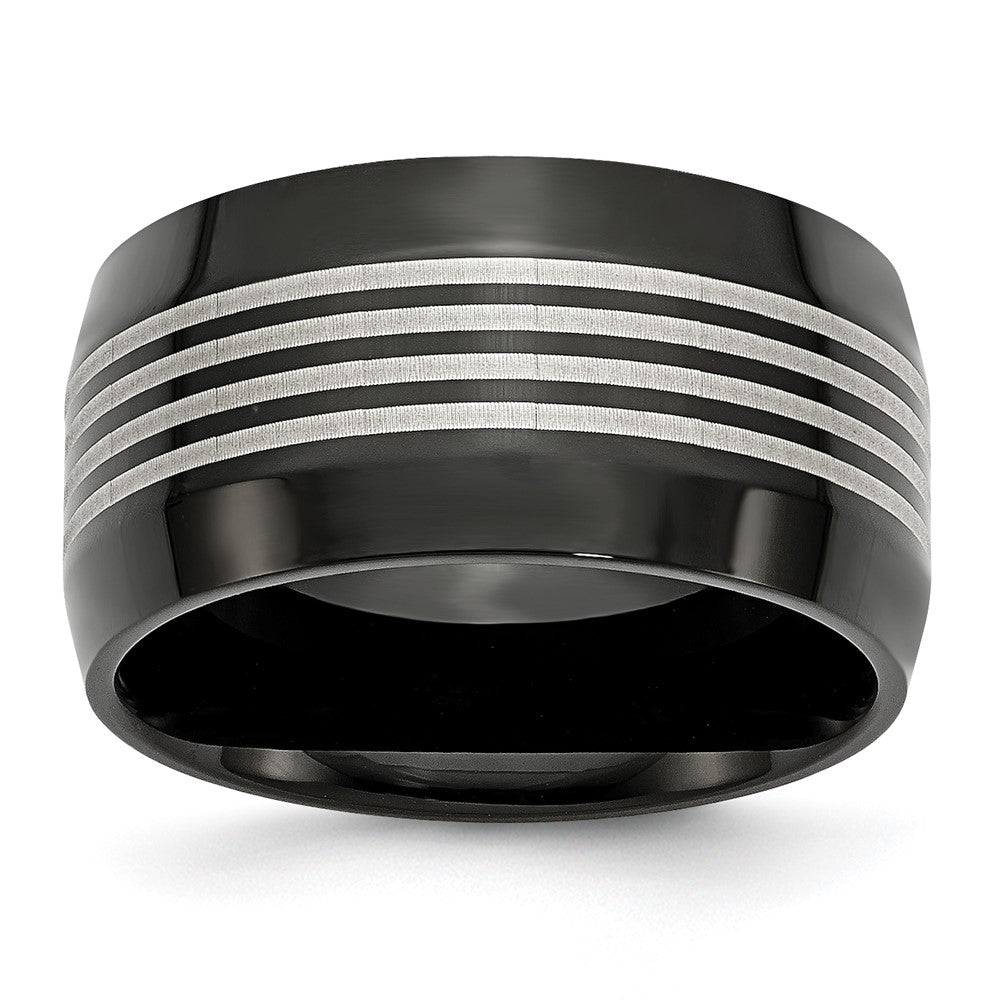 Stainless Steel Polished Black IP-plated 12mm Band