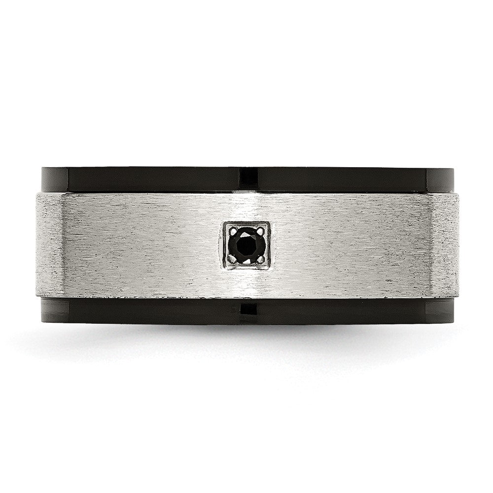 Chisel Stainless Steel Brushed and Polished Black IP-plated with Black CZ 9mm Band